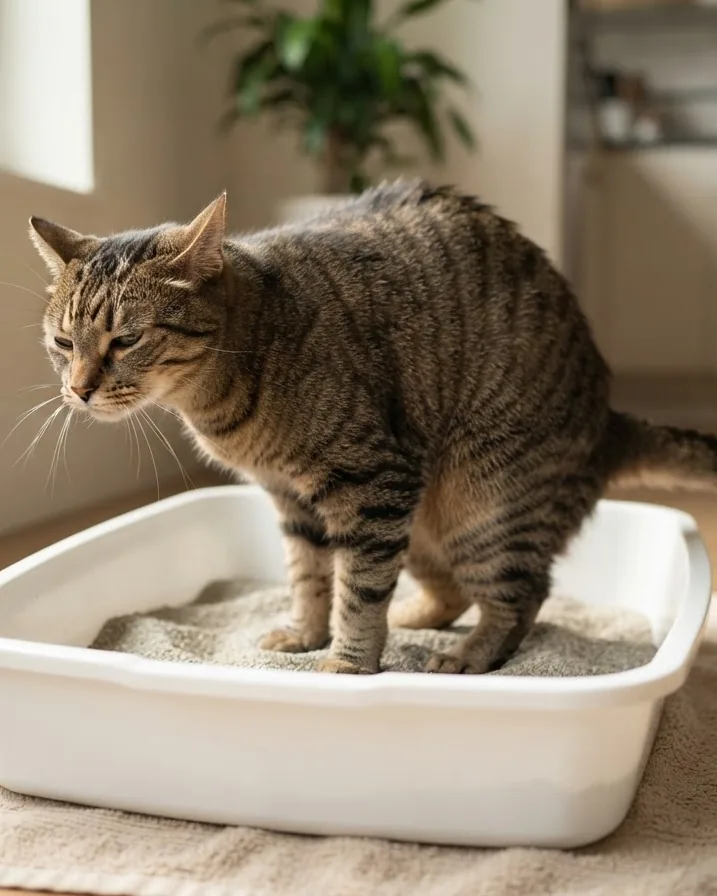 Close-up illustrating the Defining Sign: Straining With Little Or No Urine
